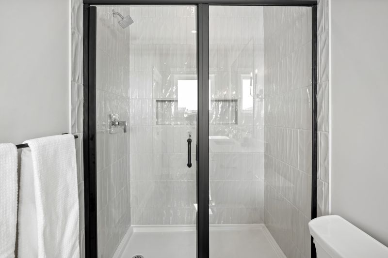 Walk-in Shower with Black Frame Glass